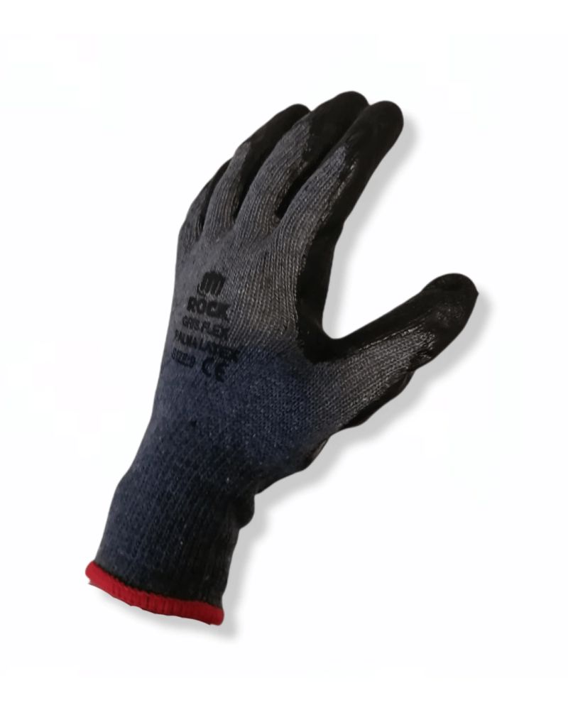GUANTE ALGODON ROCK PALMA LATEX NEGRO/GRIS