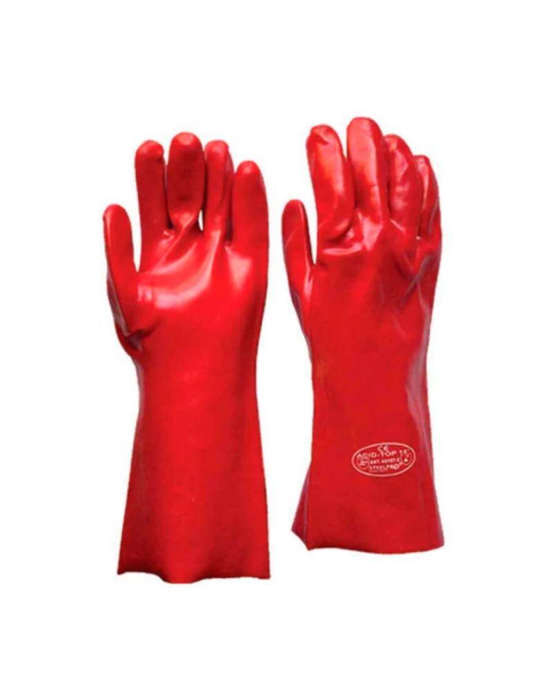 GUANTE PVC ANTIACIDO ROJO LARGO FGSAFETY