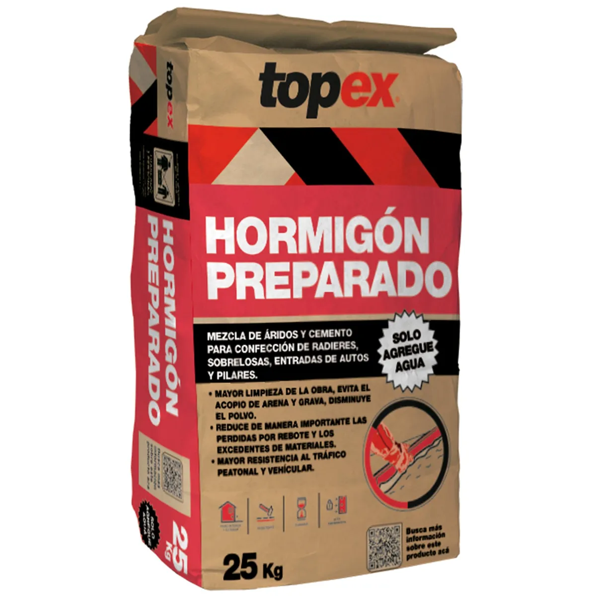 Hormigón Preparado H20 para Radieres Sobrelosas Pilares 25Kg Topex