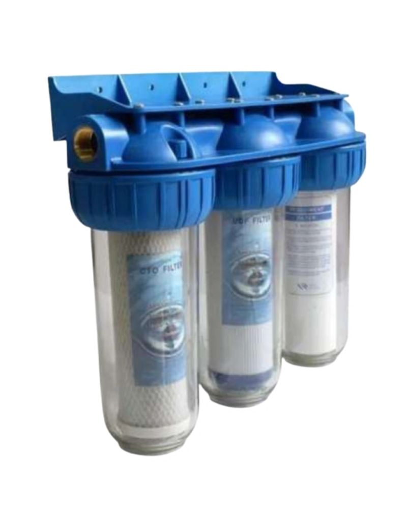 PORTAFILTRO TRIPLE TRUE WATER 1" SALIDA X 10" ALTO CON FILTROS